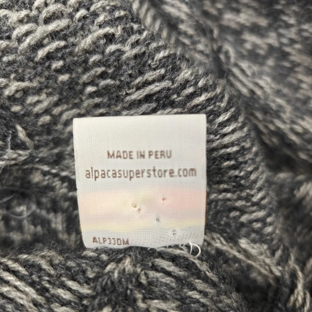 Alpaca Warehouse Poncho Womens Medium Gray Alpaca Knit Button Collared Geometric - Picture 9 of 15